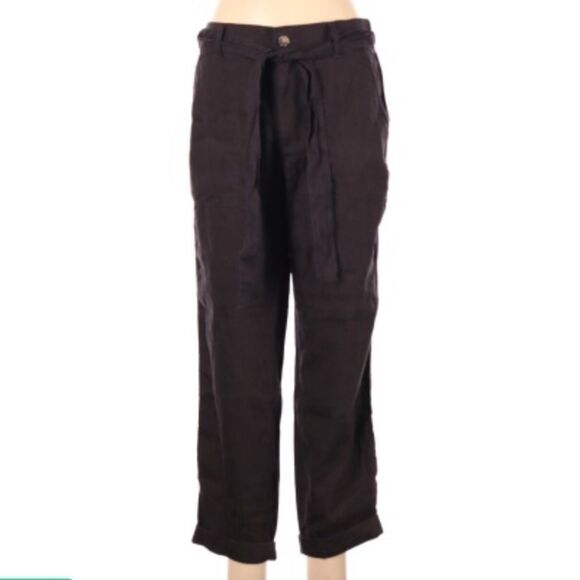 LOU & GREY | Loft Linen Tie Sash Pants Gray Black - Picture 2 of 8